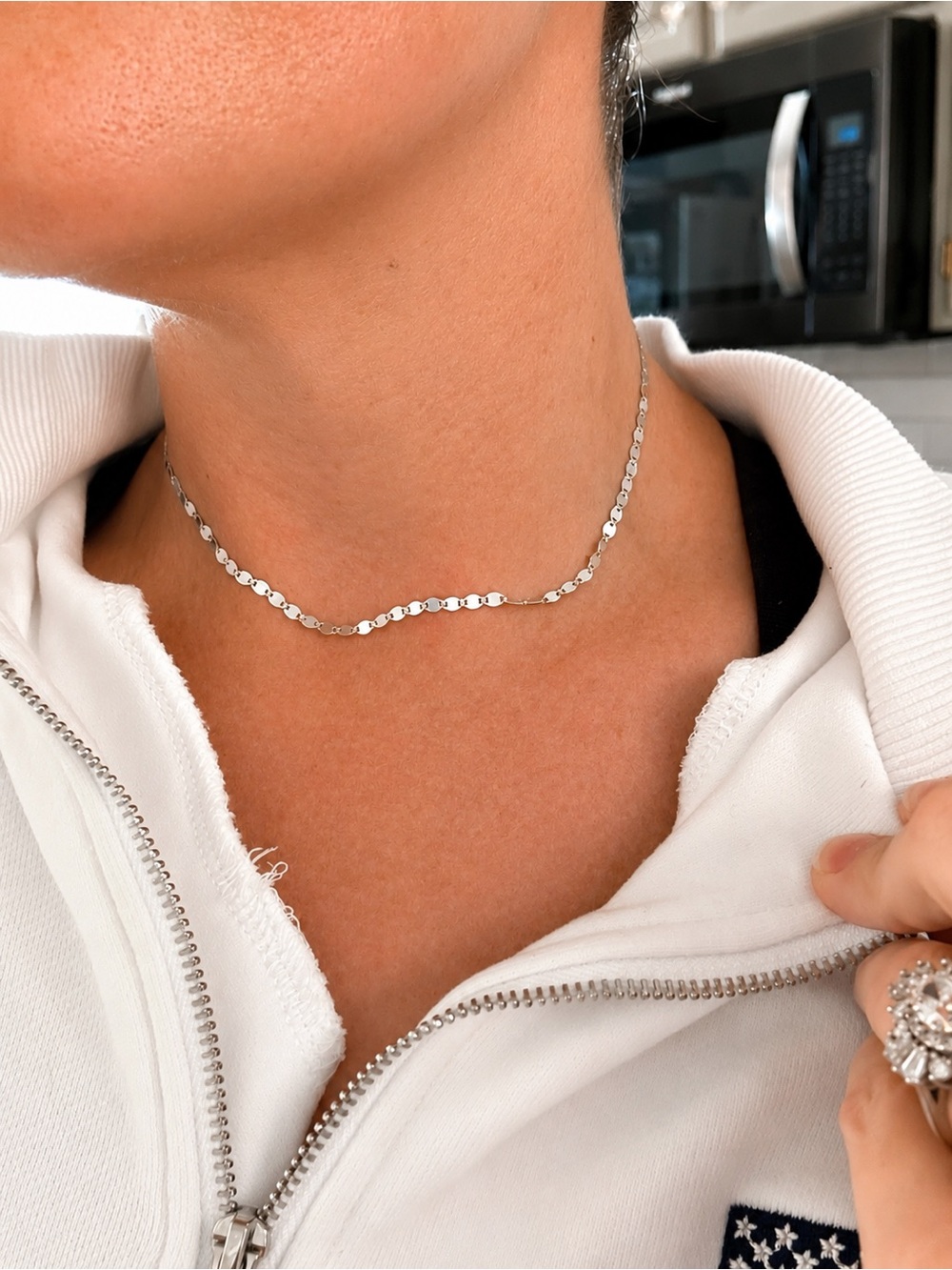 925 Italian Silver Disc Chain Choker Necklace